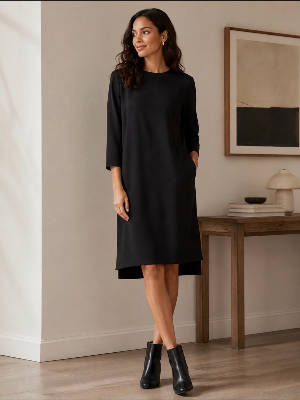 L.K. Bennett Black Jules Shift Dress Size 4
